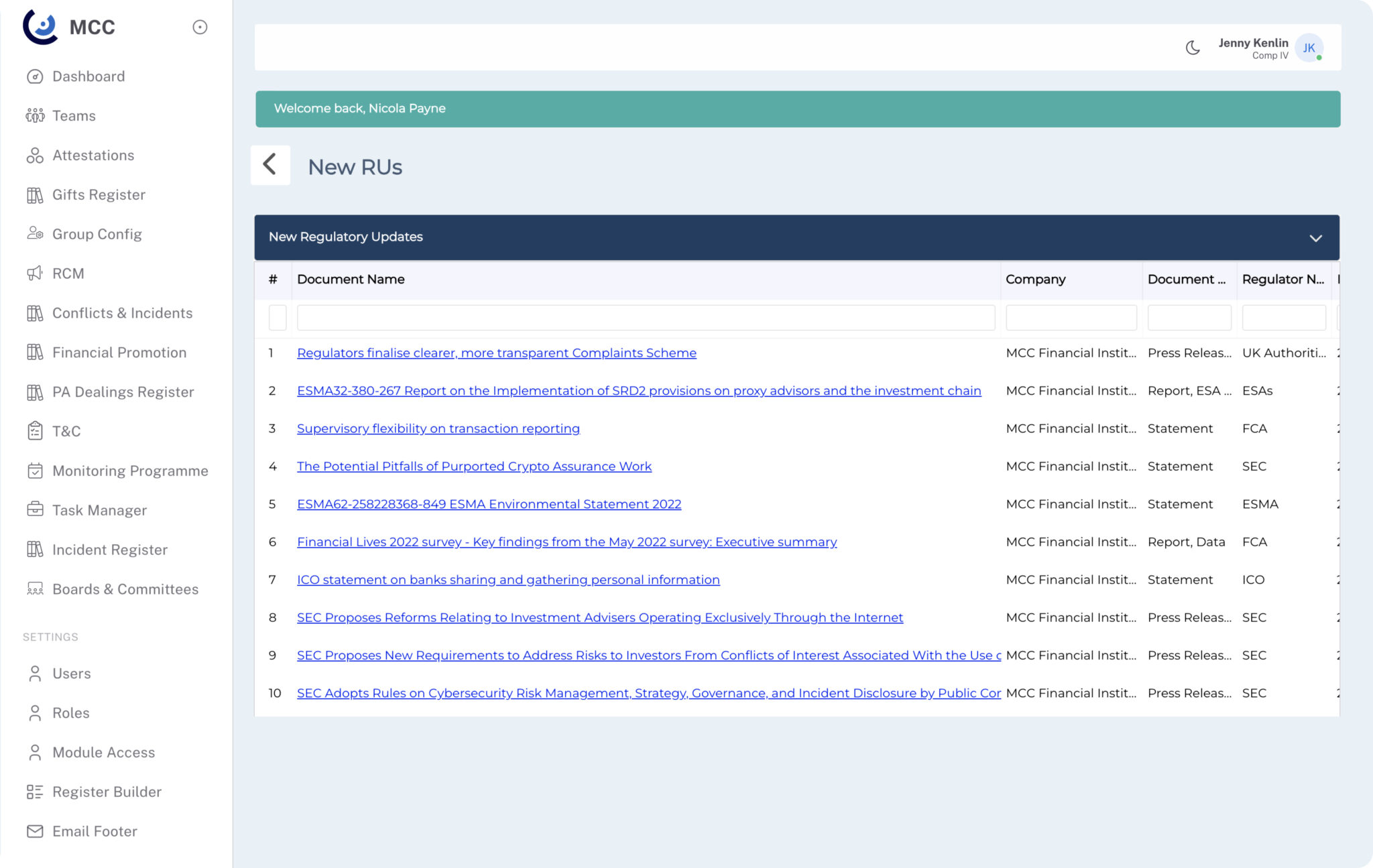 Regulatory Change Management My Compliance Centre