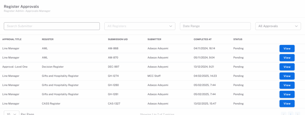 Registers My Compliance Centre
