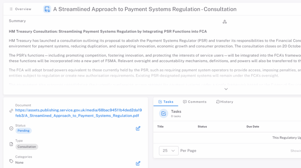 Payments My Compliance Centre